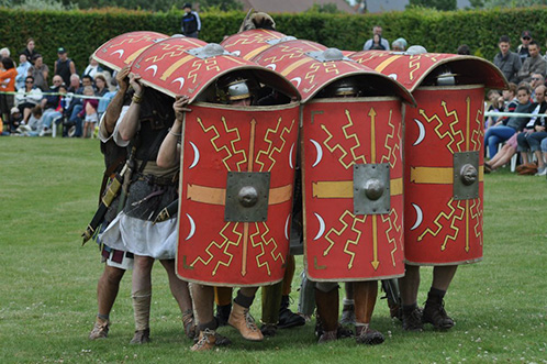 Legionaries doing the testudo. I'm on the left of the picture.